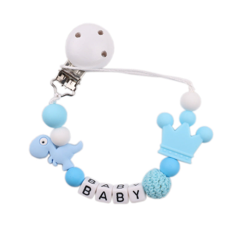 Wholesale 3PCS Small Dinosaur Silicone Beads Pacifier Chain Anti-drop Chain Clip